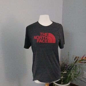 The North Face Men's Charcoal Tee with Red Logo